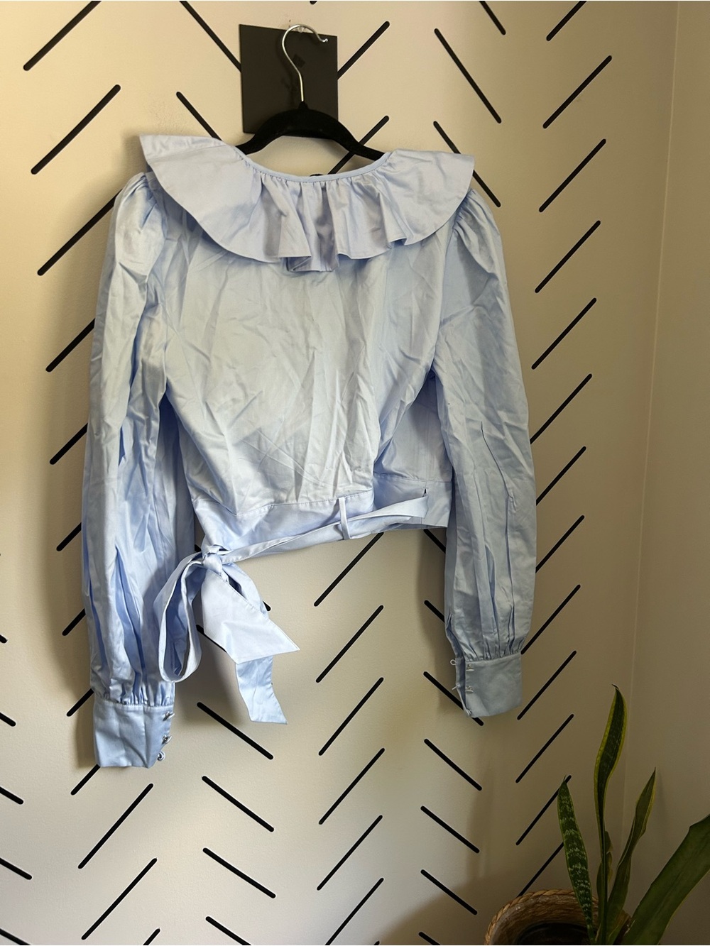 & OTHER STORIES Light Blue Ruffled Wrap Blouse - Picture 5 of 9